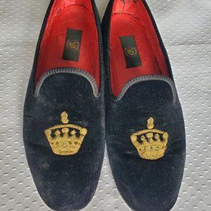 Black Velvet Slip-On Shoes with Crown Crest. Club Room. Size 10.5.